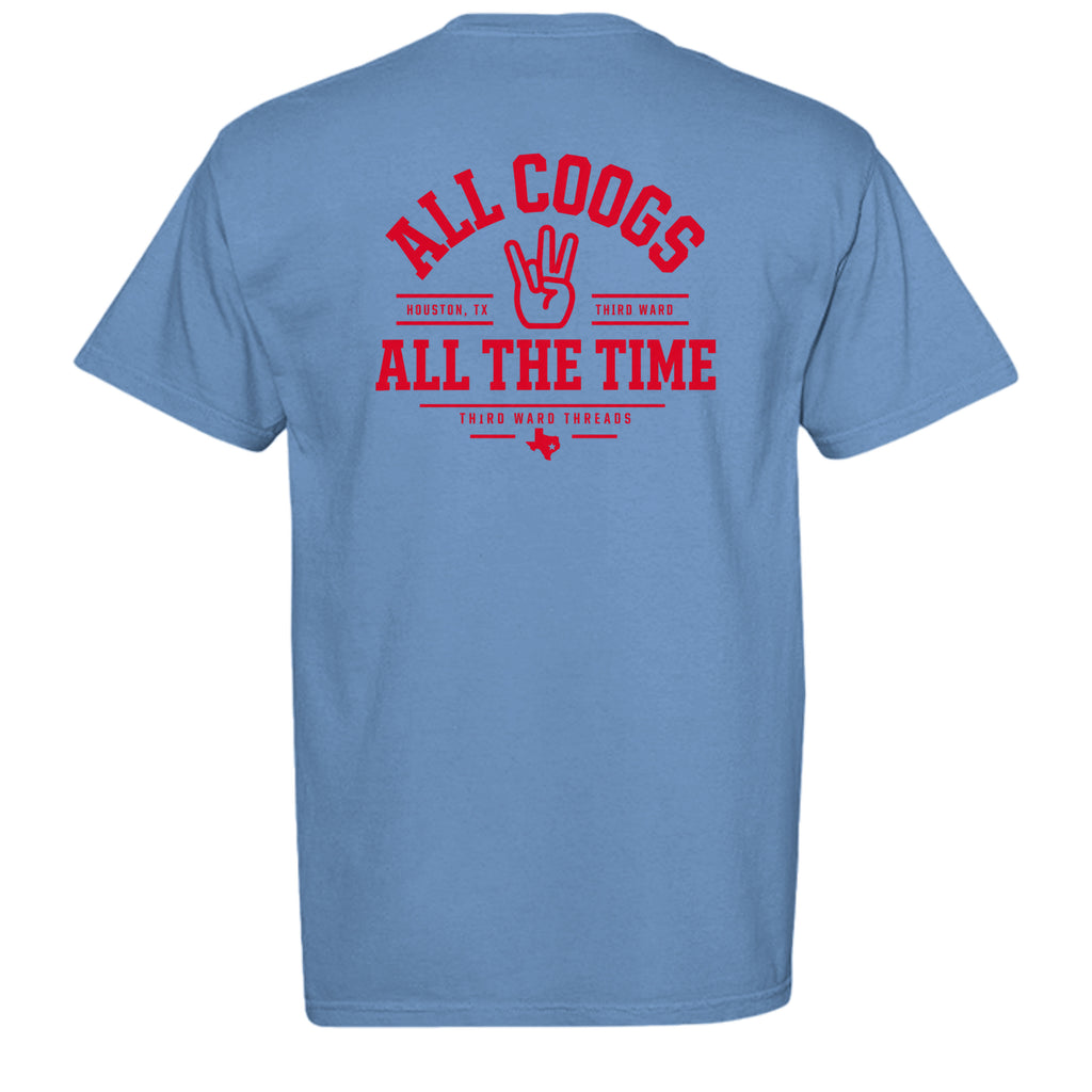 All Coogs Classic Tee in Flo Blue, back view - Houston Cougars Coogs gear