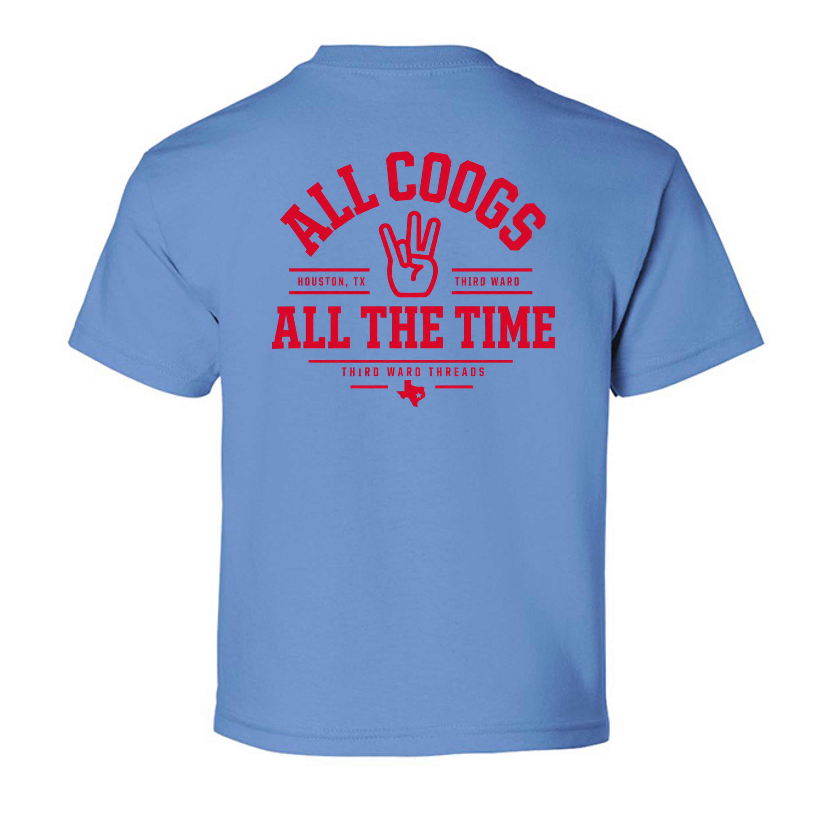All Coogs Youth in Carolina Blue, back view - Houston Cougars Coogs gear