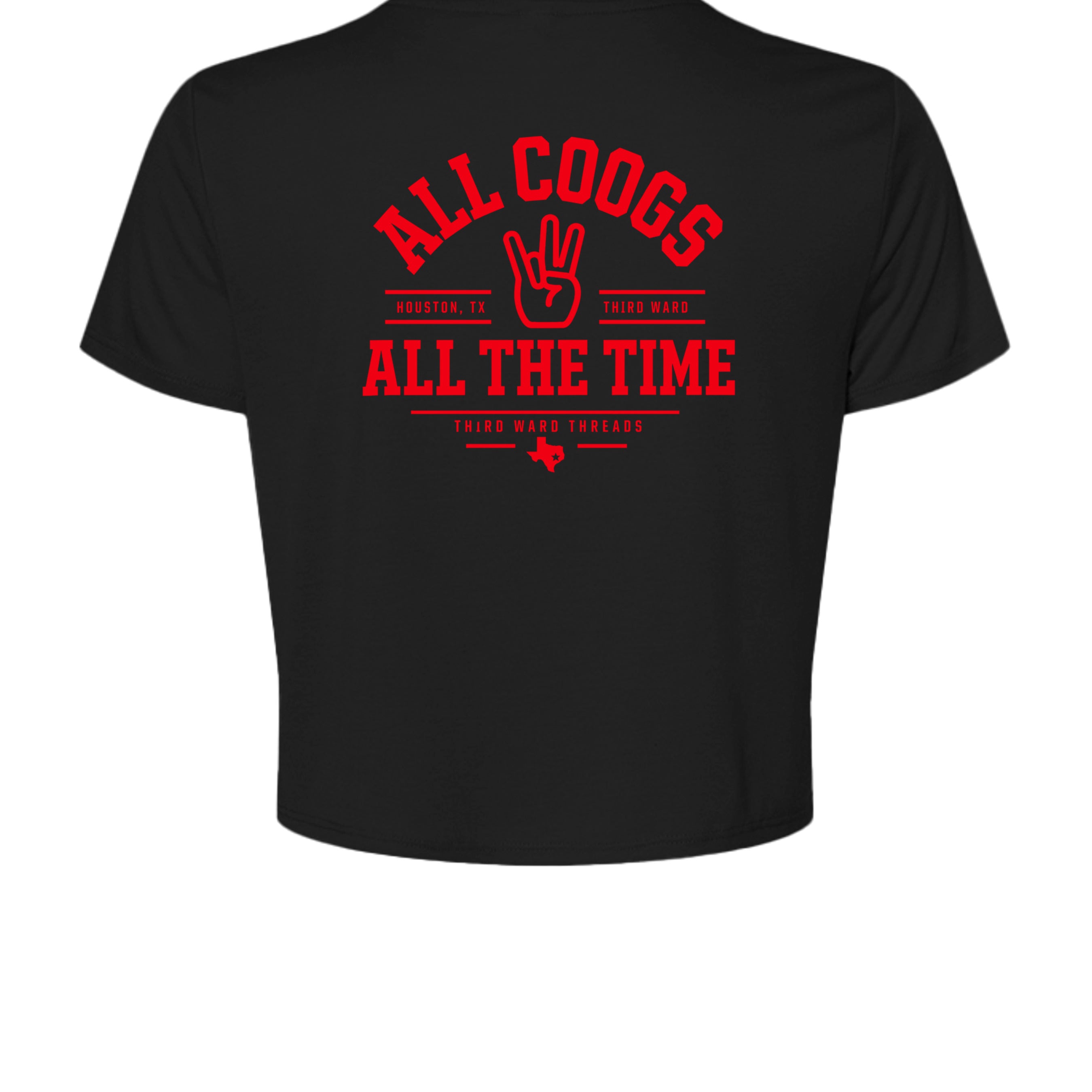 Coogs 365 Crop in Black, back view - Houston Cougars Coogs gear