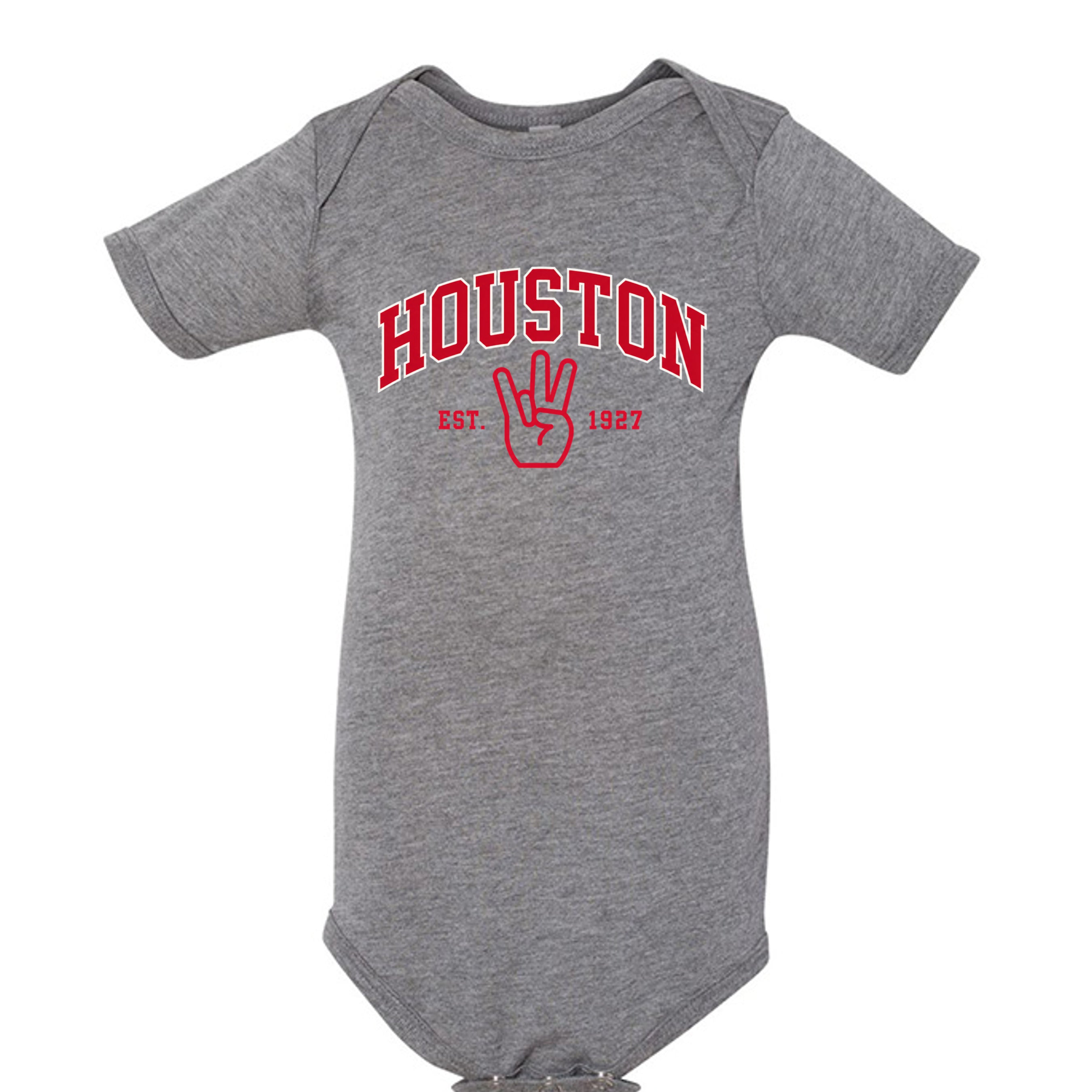 Classic Baby Coog in Grey Triblend, front view - Houston Cougars Coogs gear