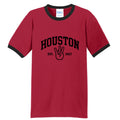 Houston Classic Ringer in Red/Jet Black, front view - Houston Cougars Coogs gear