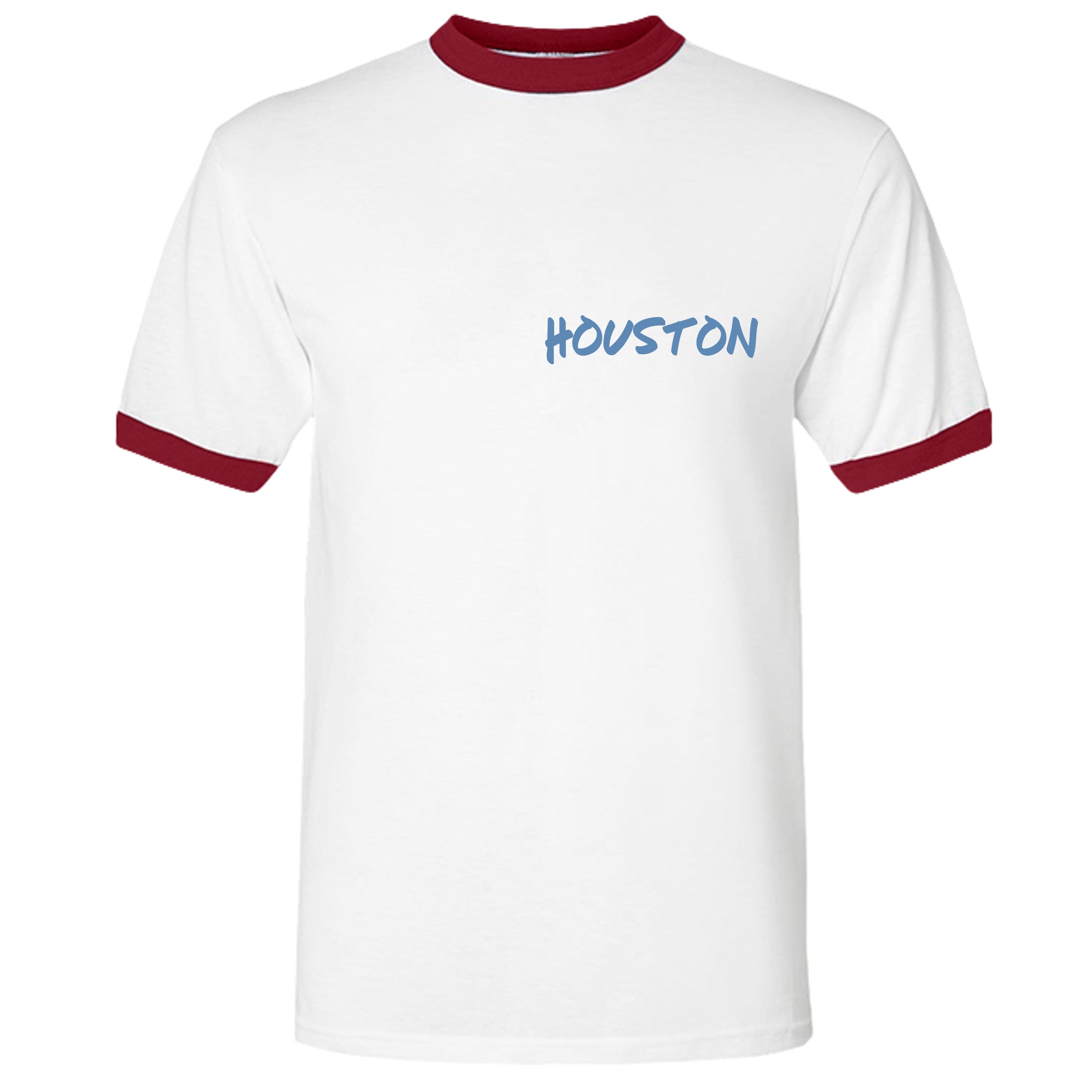 Grateful Coogs Ringer in White/Red, front view - Houston Cougars Coogs gear