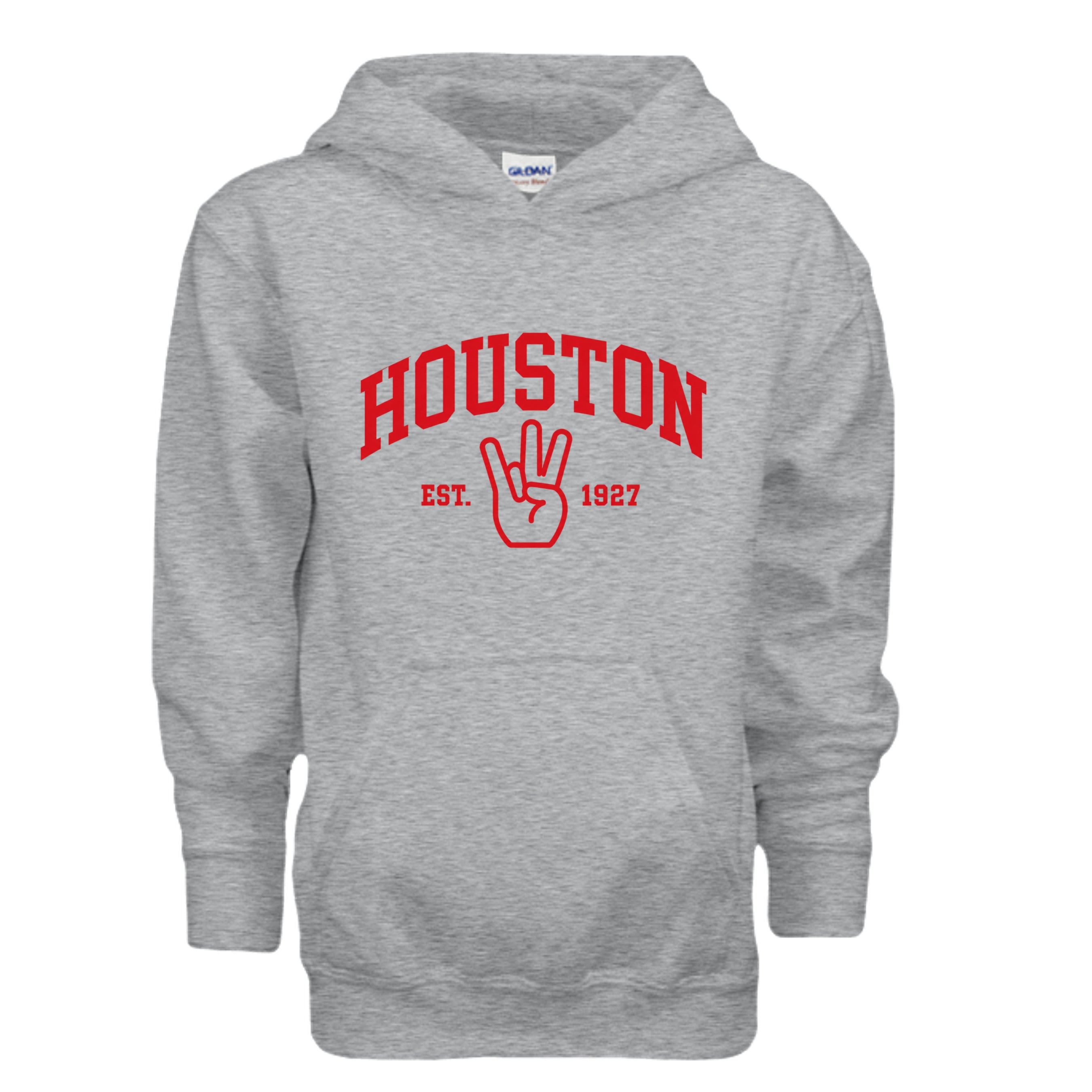 Classic H Youth Hoodie in Sport Grey, front view - Houston Cougars Coogs gear
