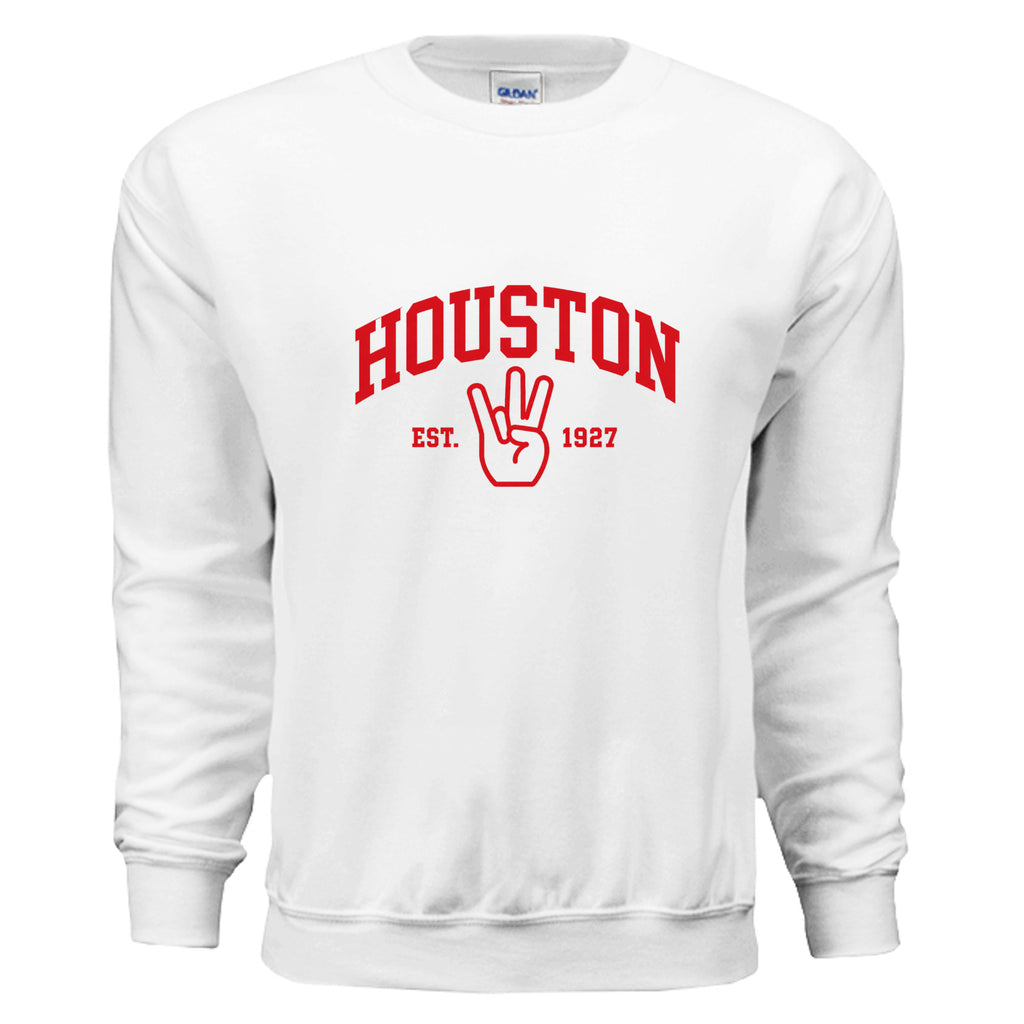 Classic H Sweatshirt in White, front view - Houston Cougars Coogs gear