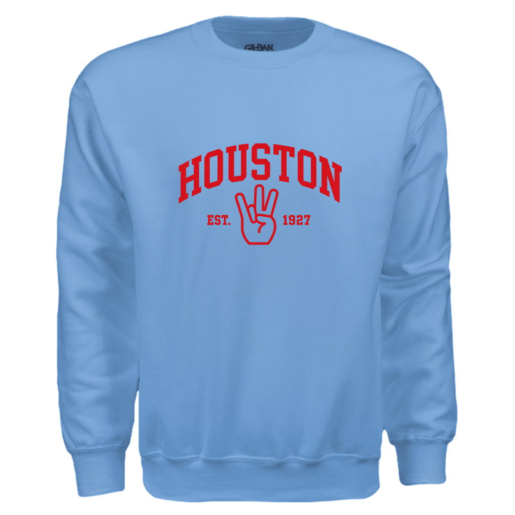 Classic H Sweatshirt in Carolina Blue, front view - Houston Cougars Coogs gear
