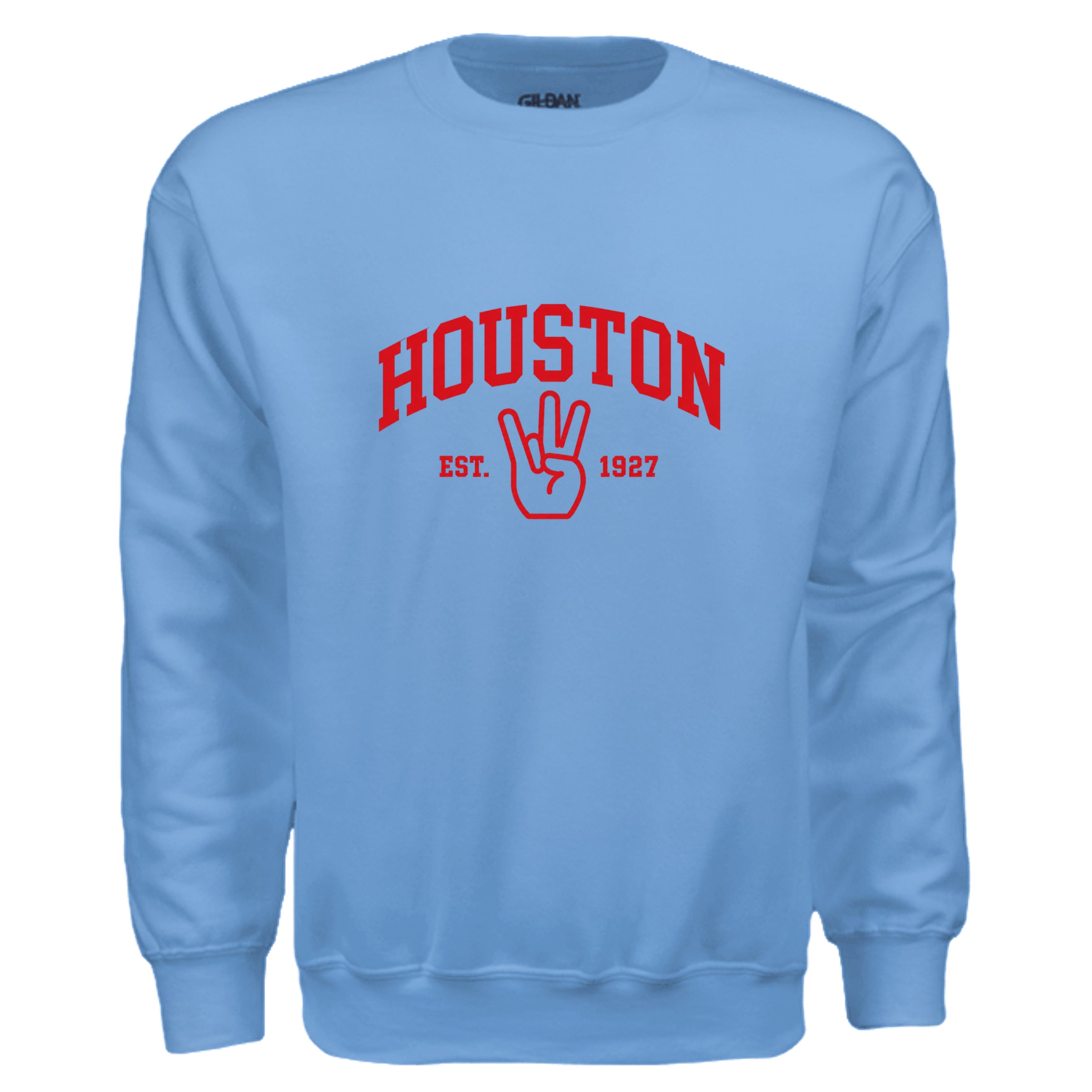 Classic H Sweatshirt in Carolina Blue, front view - Houston Cougars Coogs gear